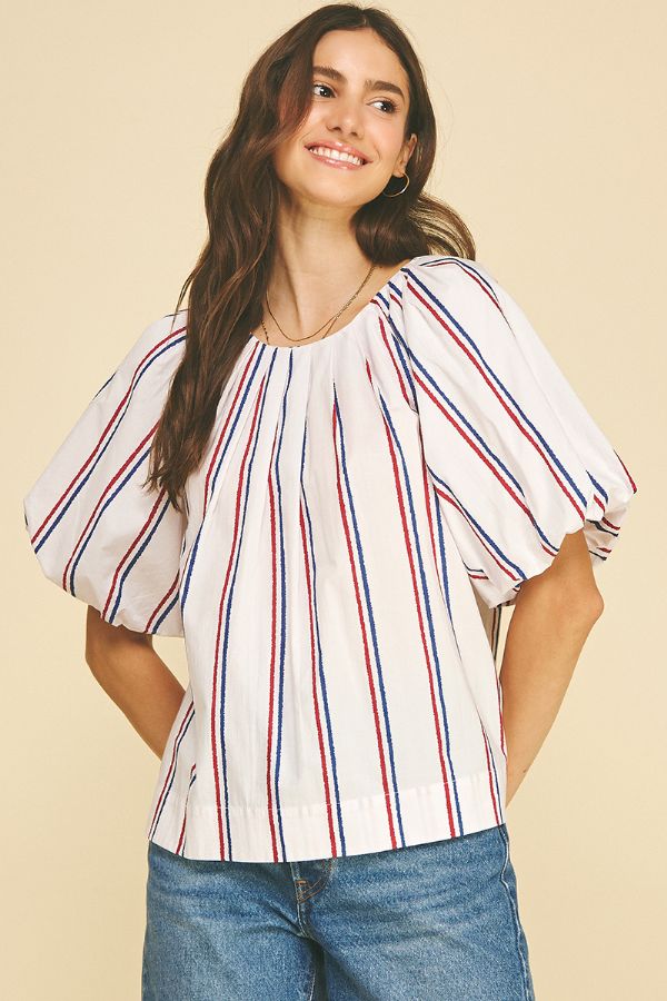 USA Inspired Stripe Blouse Top