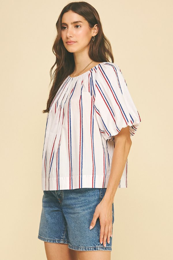 USA Inspired Stripe Blouse Top