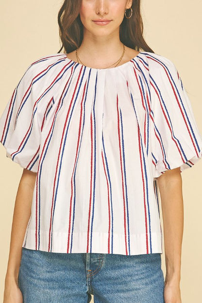 USA Inspired Stripe Blouse Top