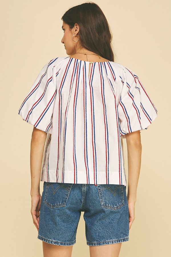 USA Inspired Stripe Blouse Top