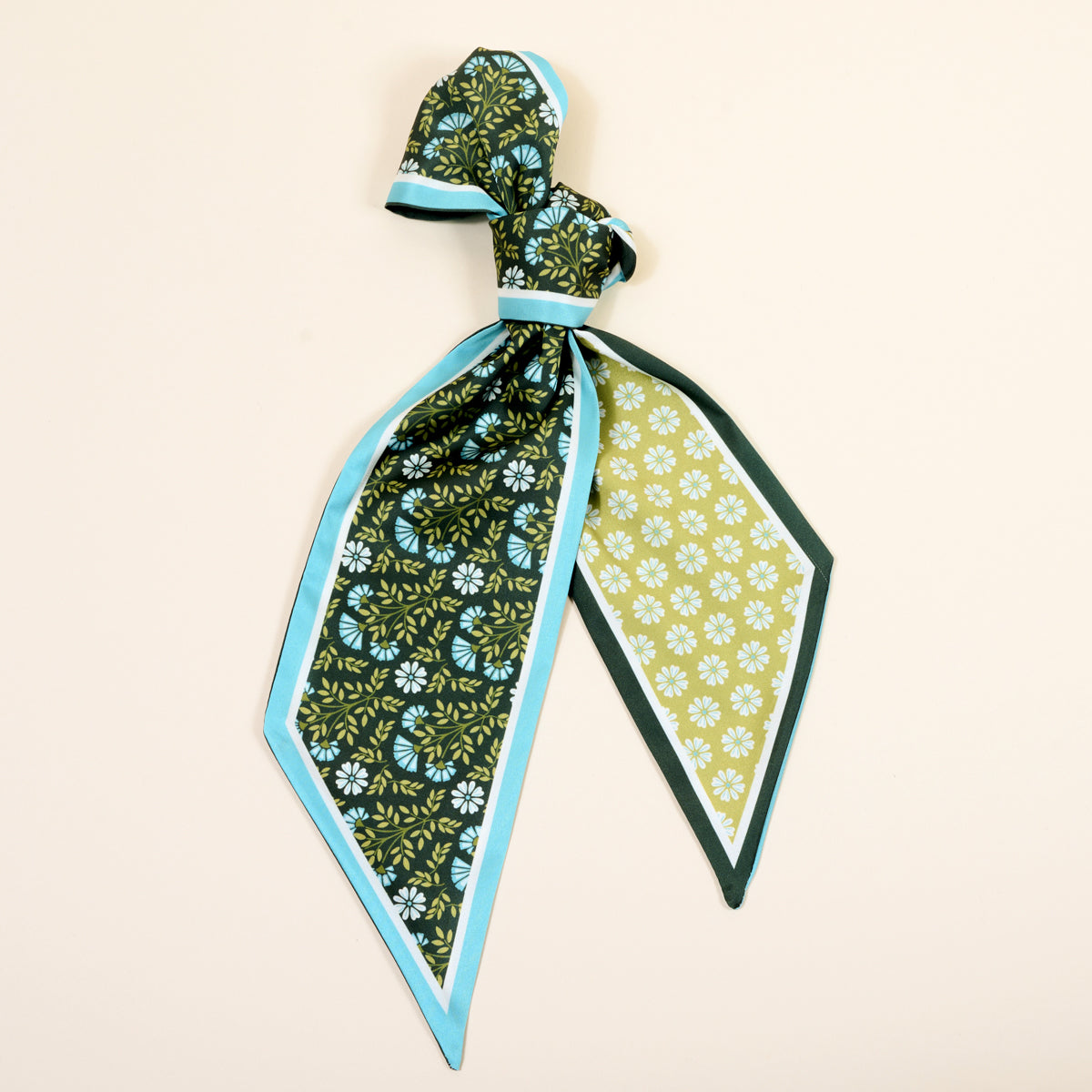 The Darling Effect green floral satin scarf accessory