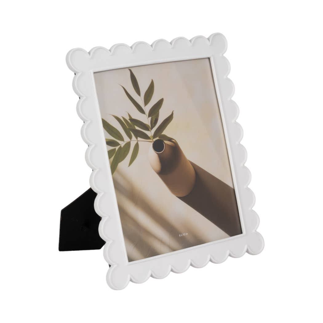 White 8x10 resin photo frame for tabletop display