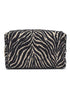 Zebra textured zipper cosmetic pouch bag
