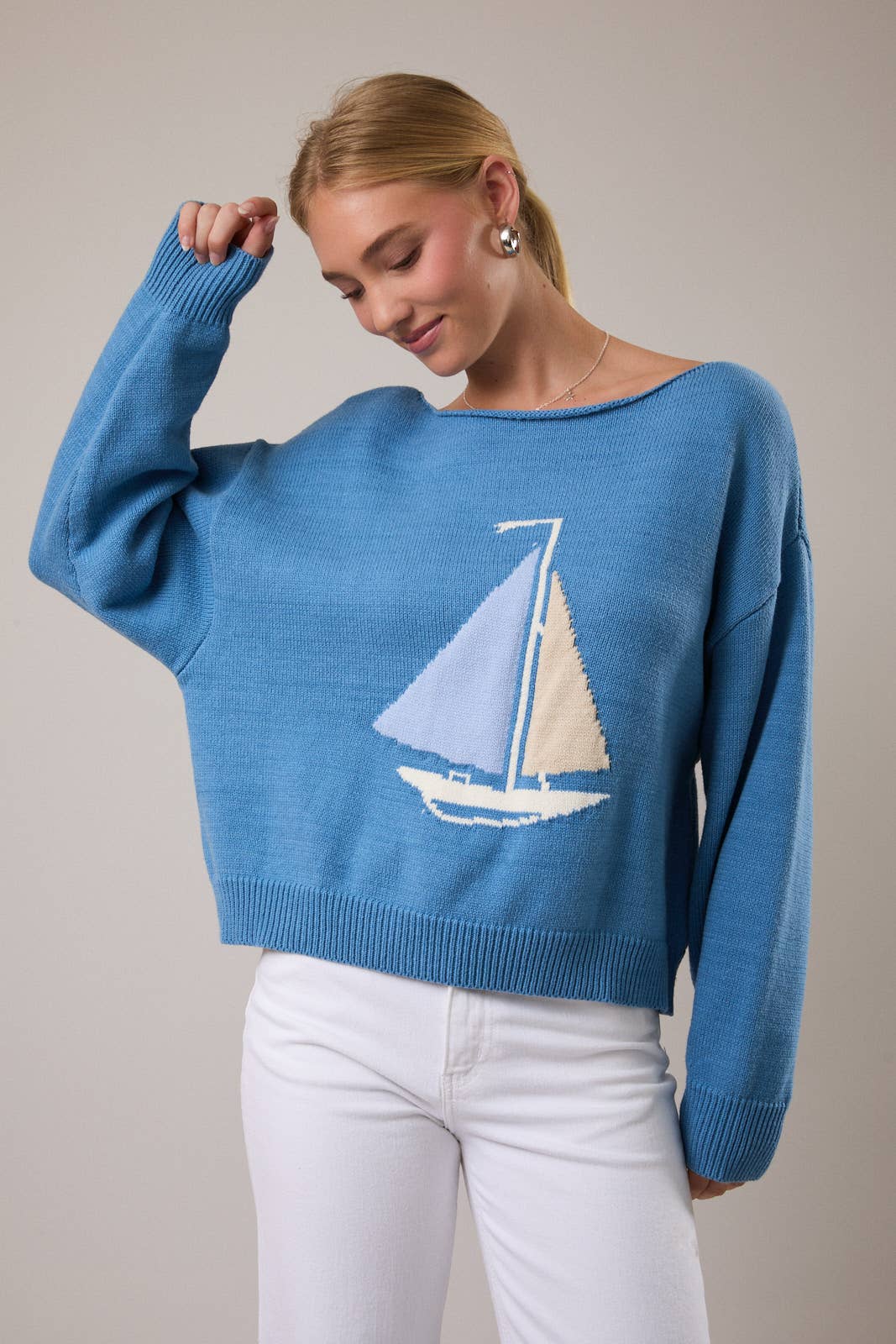 Boat Neck Sweater Top