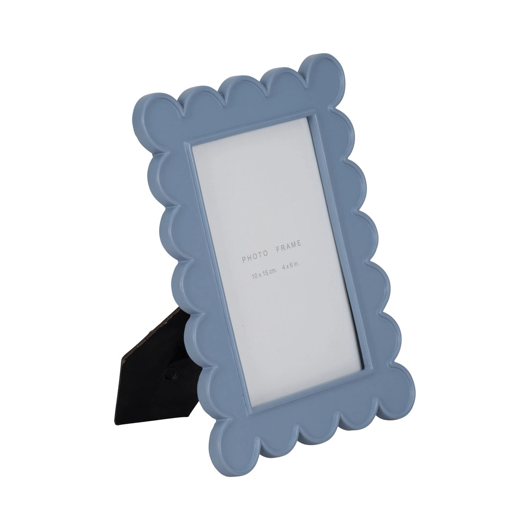 Photo Frame - Blue Resin/Glass Scallop Edge, 4x6 in.