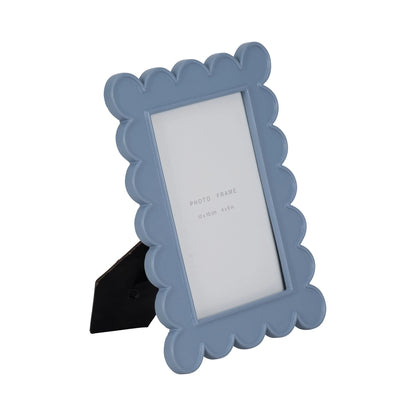 Photo Frame - Blue Resin/Glass Scallop Edge, 4x6 in.