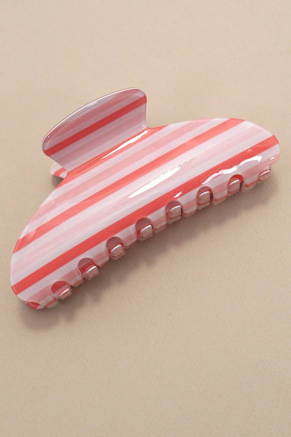 Jumbo Stripe Plaid Oval Hair Claw Clips