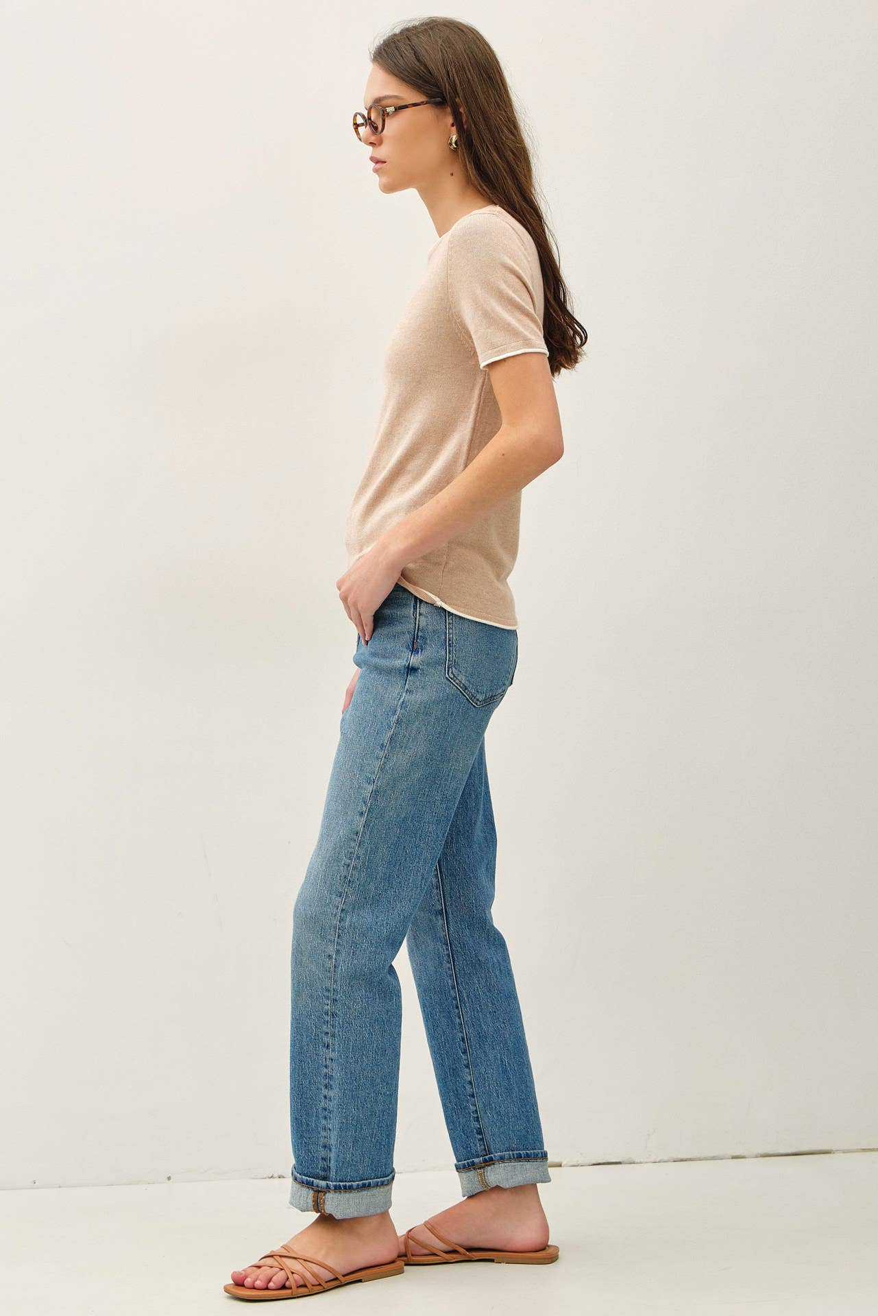 Layered Look Essential Short Sleeve Sweater Top