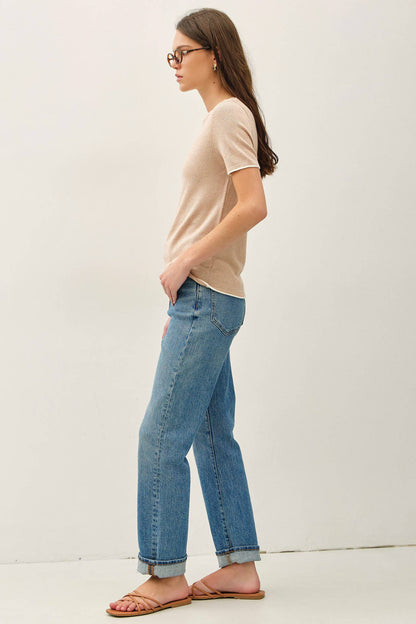 Layered Look Essential Short Sleeve Sweater Top
