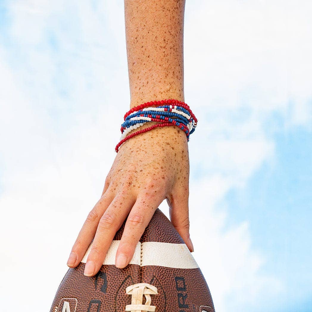 Red &amp; Blue Game Day Beaded Bracelets