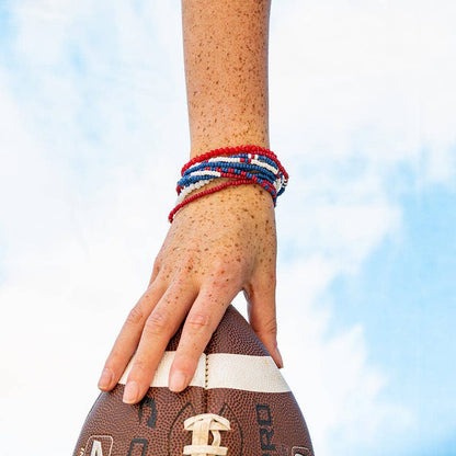 Red &amp; Blue Game Day Beaded Bracelets
