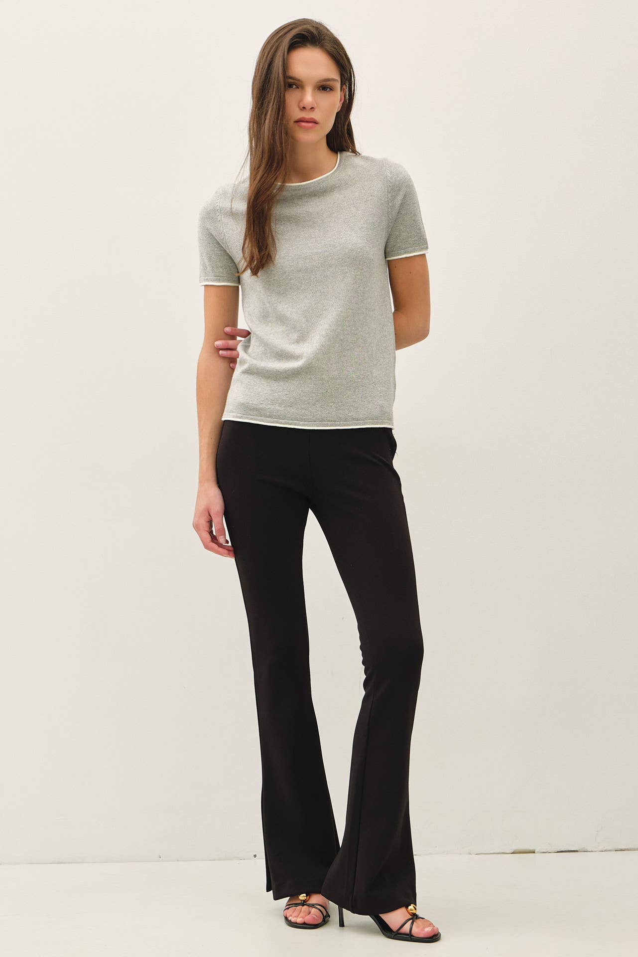 Layered Look Essential Short Sleeve Sweater Top
