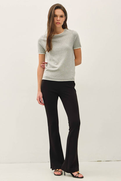 Layered Look Essential Short Sleeve Sweater Top