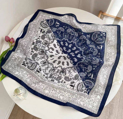 Navy &amp; White Silk Scarf