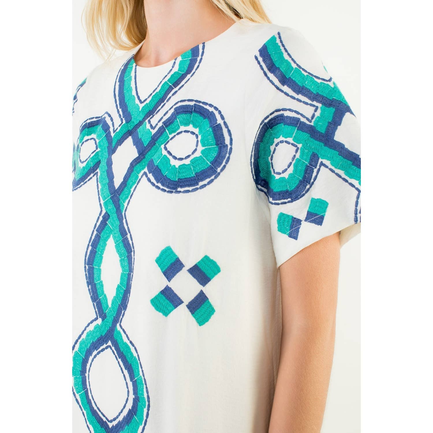 Short Sleeve Embroidered Dress
