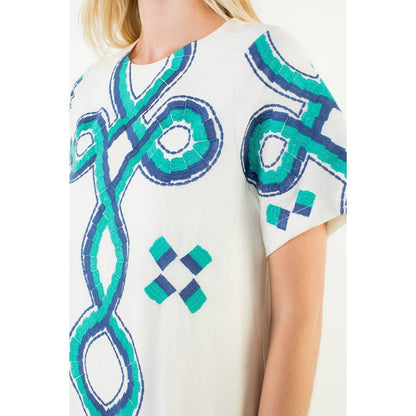 Short Sleeve Embroidered Dress