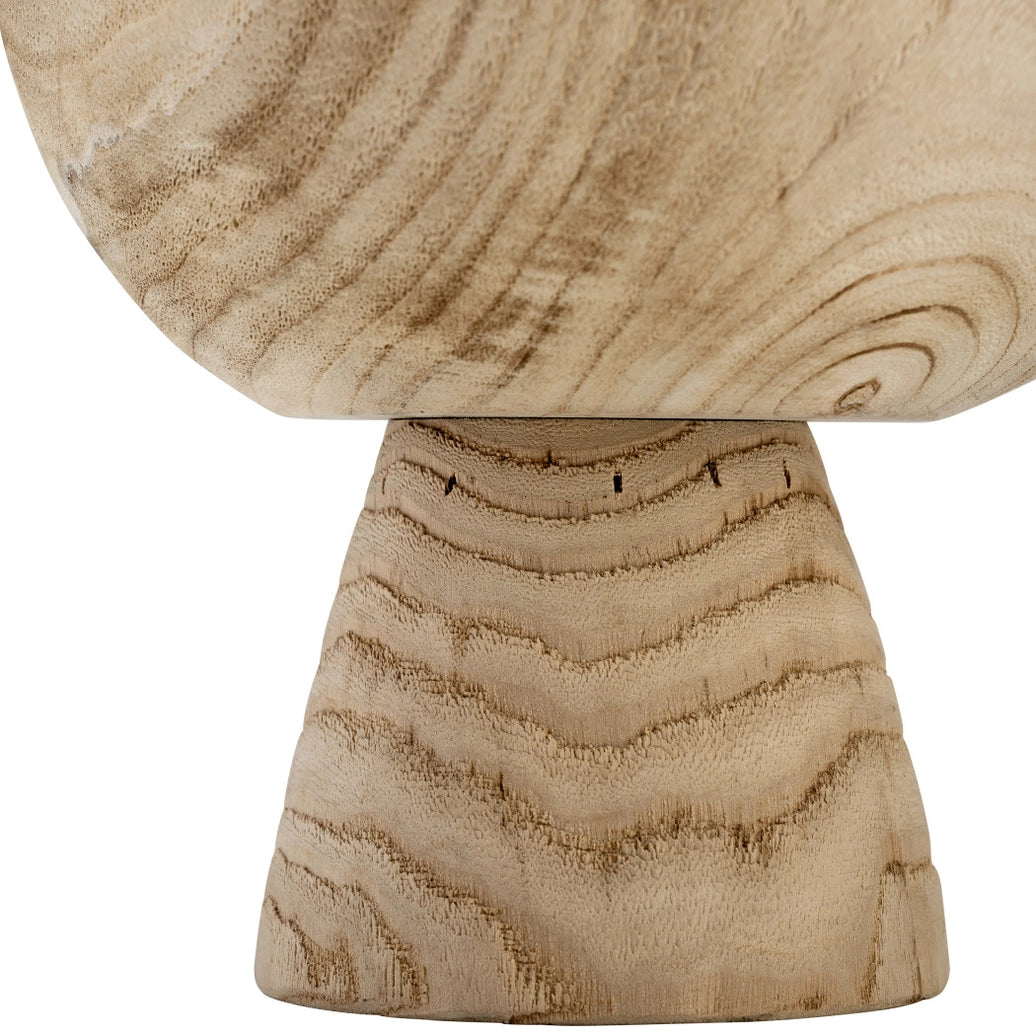 Bowl - Brown Paulownia Wood with Pedestal Base
