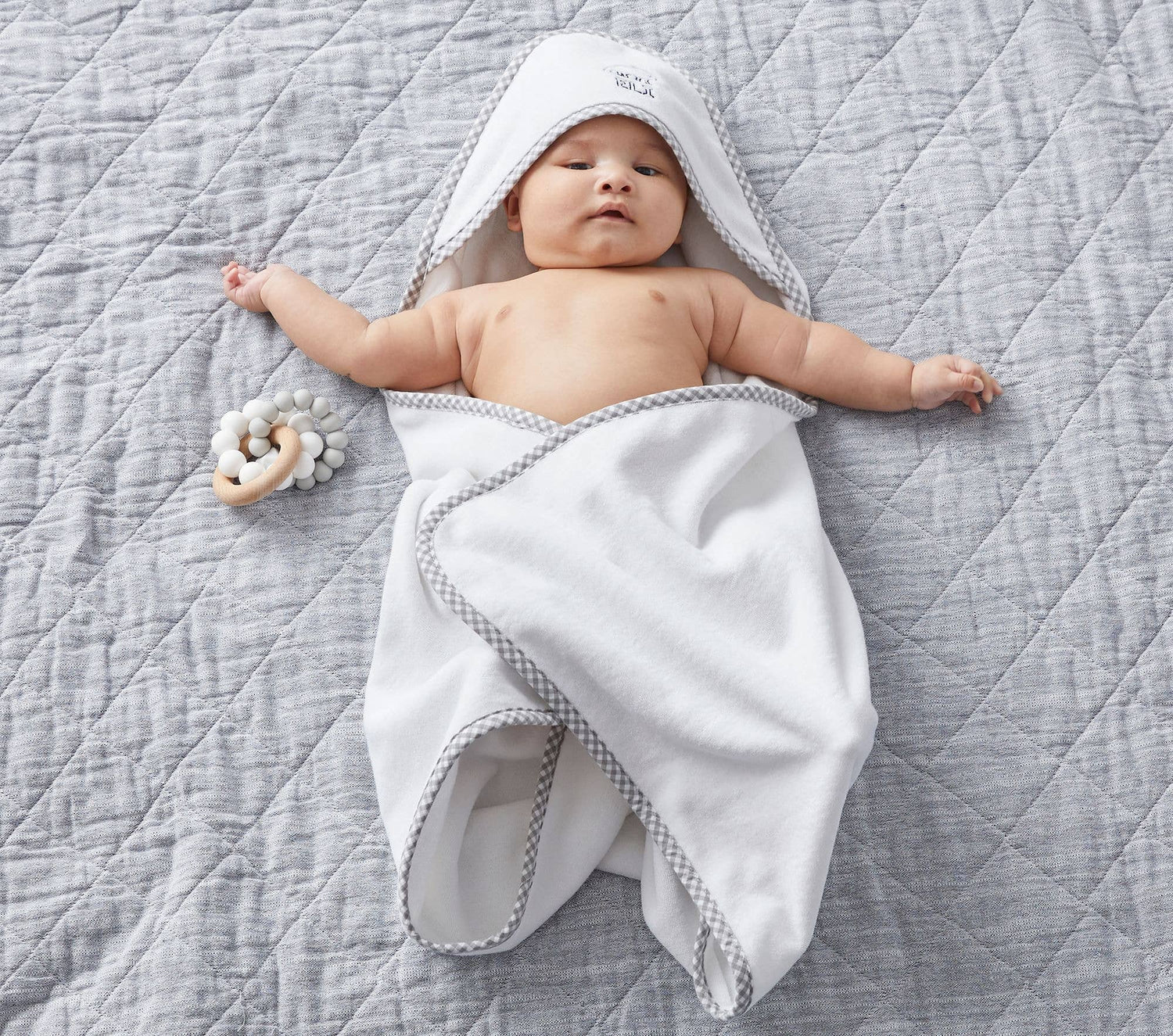 Hooded Terry Cloth Towel Bath Set - Gingham