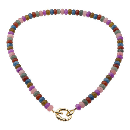 Carabiner Clip Stone Beaded Necklace