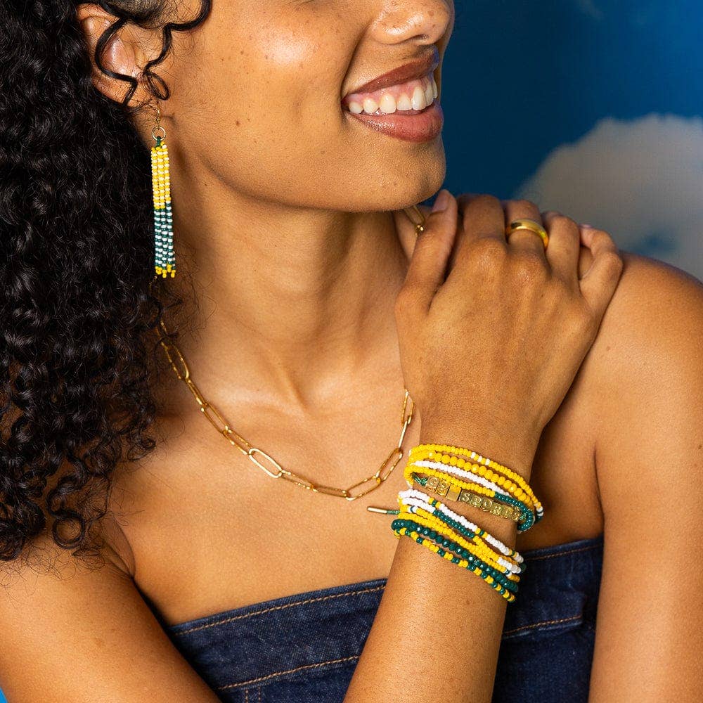 Green &amp; Yellow Game Day Beaded Bracelets
