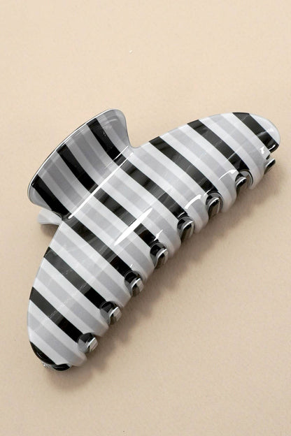 Jumbo Stripe Plaid Oval Hair Claw Clips