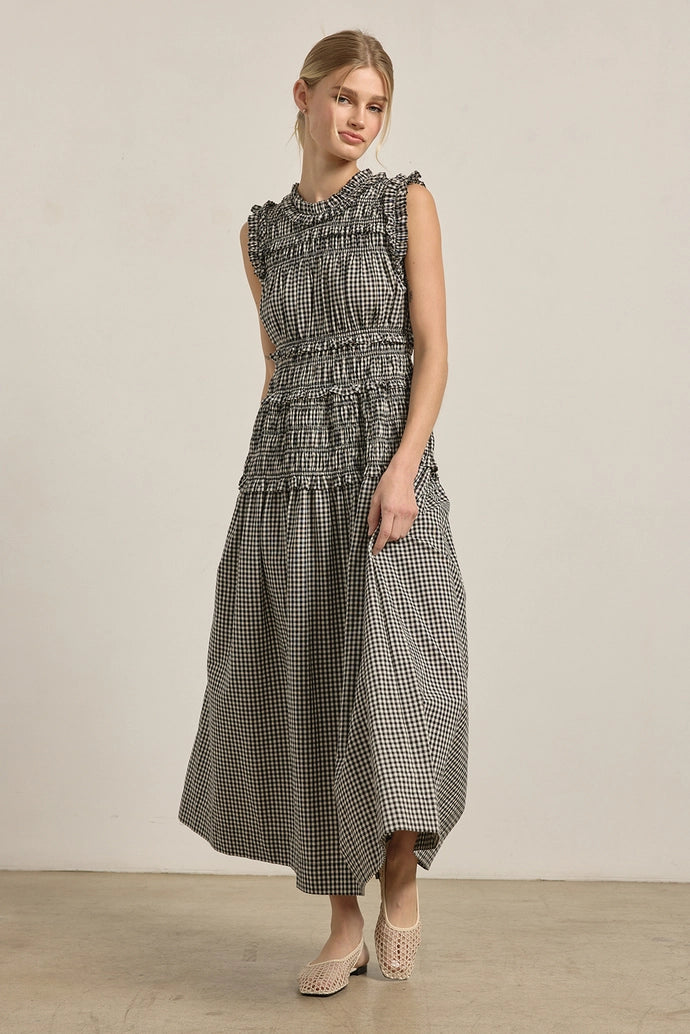 Smocked Gingham Maxi Dress