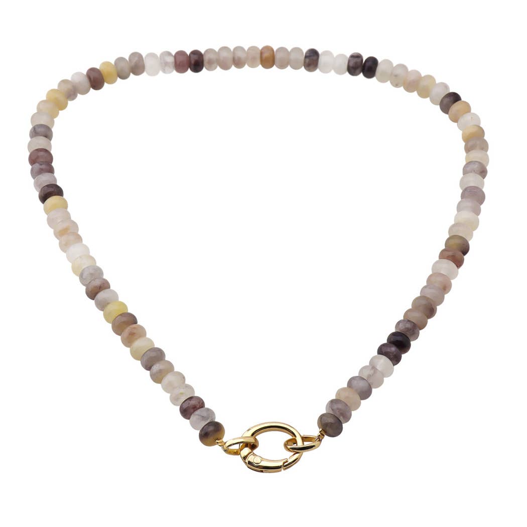 Carabiner Clip Stone Beaded Necklace