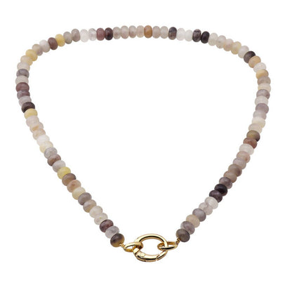 Carabiner Clip Stone Beaded Necklace