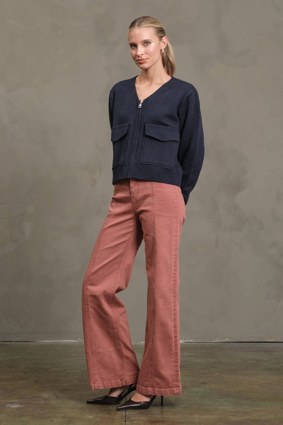 Utility Pocket Knit Zip-Up Cardigan