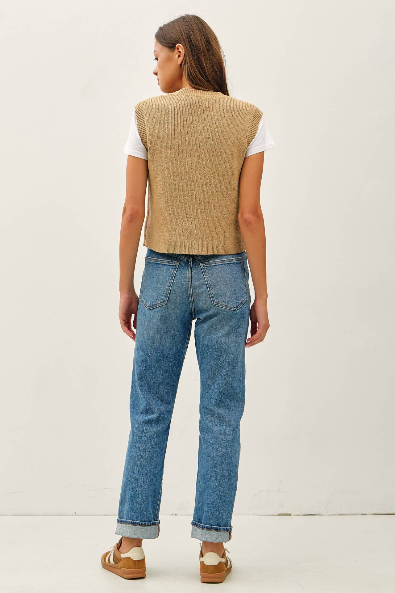 Ribbed Sweater Vest with Pockets