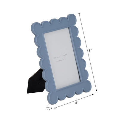 Photo Frame - Blue Resin/Glass Scallop Edge, 4x6 in.