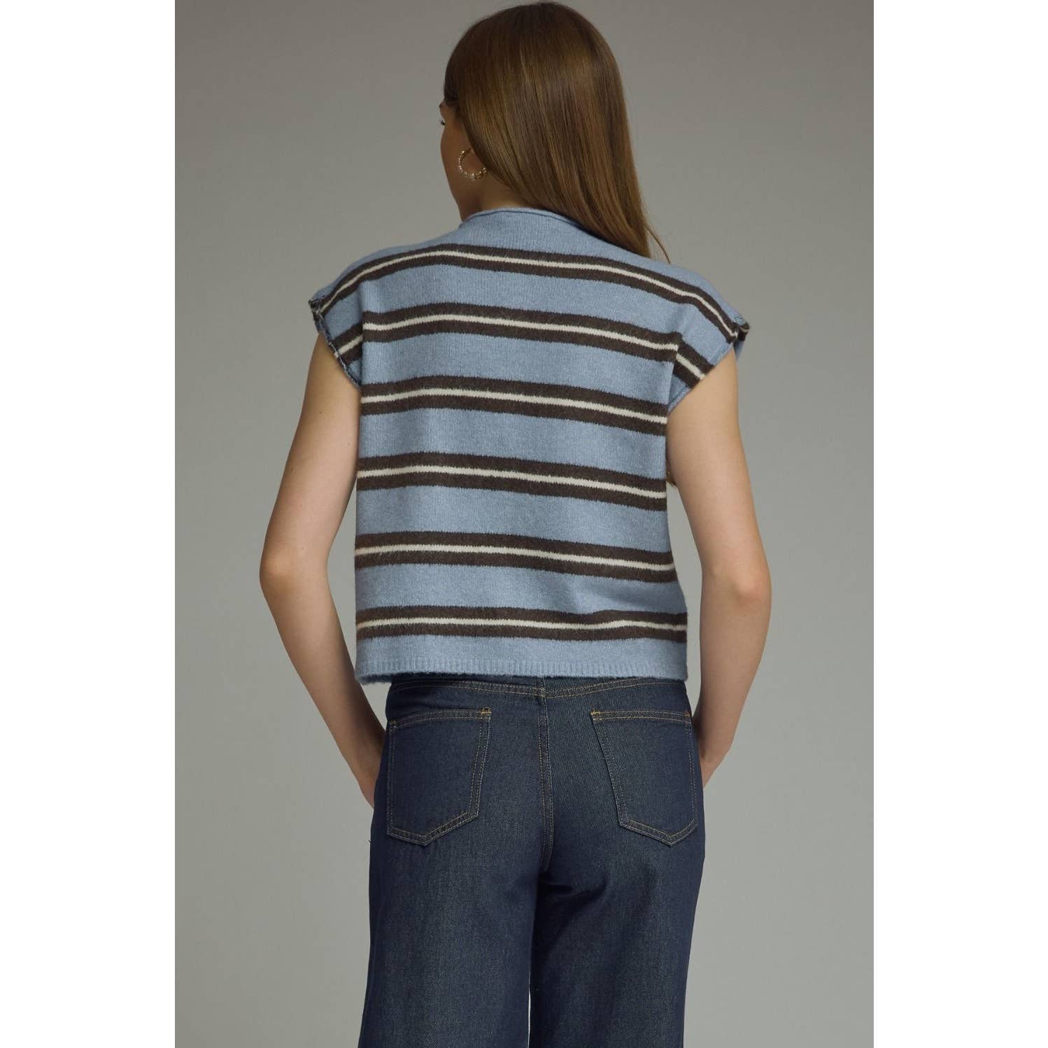New Stripe Cap Sleeve Top