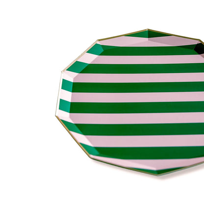 Pink &amp; Green Signature Cabana Stripe Large Plates