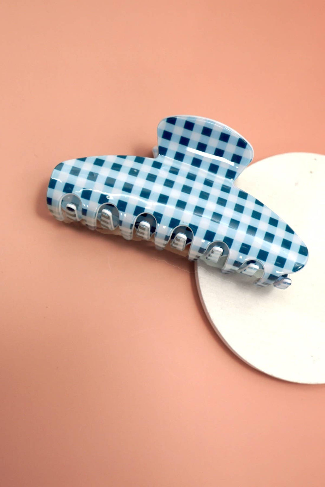 Jumbo Stripe Plaid Oval Hair Claw Clips