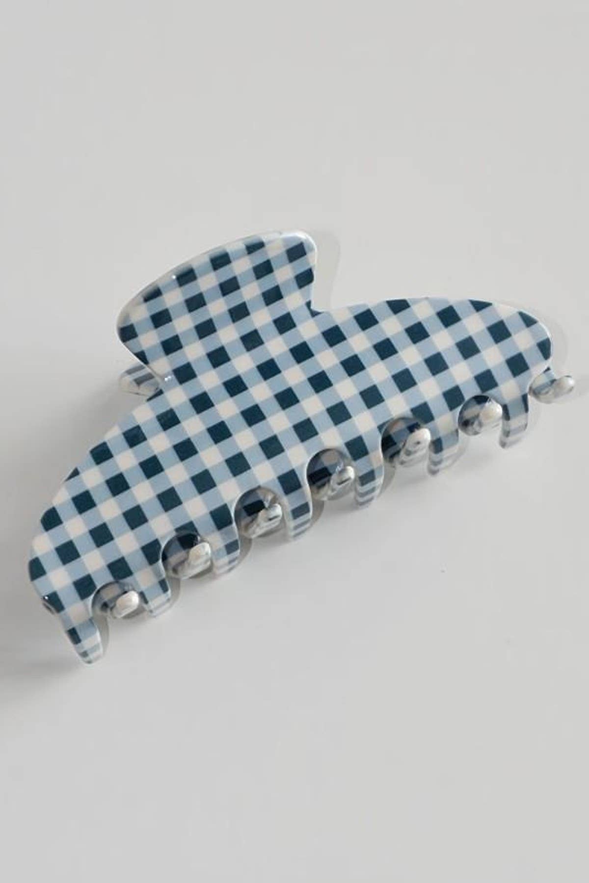 Jumbo Stripe Plaid Oval Hair Claw Clips