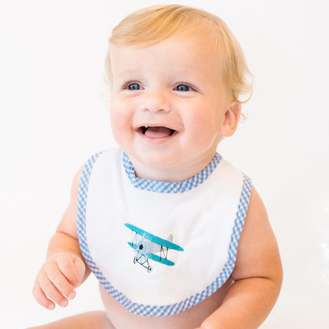 Gingham Bib and Burp Cloth for Baby and Toddler