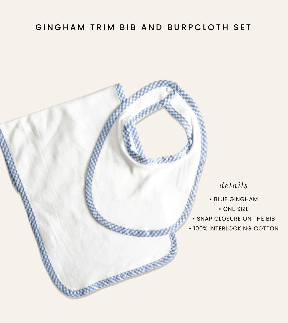 Gingham Bib and Burp Cloth for Baby and Toddler