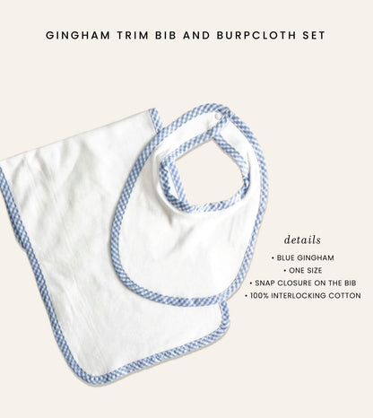Gingham Bib and Burp Cloth for Baby and Toddler