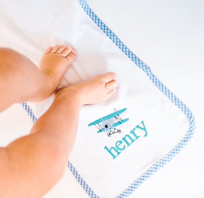Gingham Bib and Burp Cloth for Baby and Toddler
