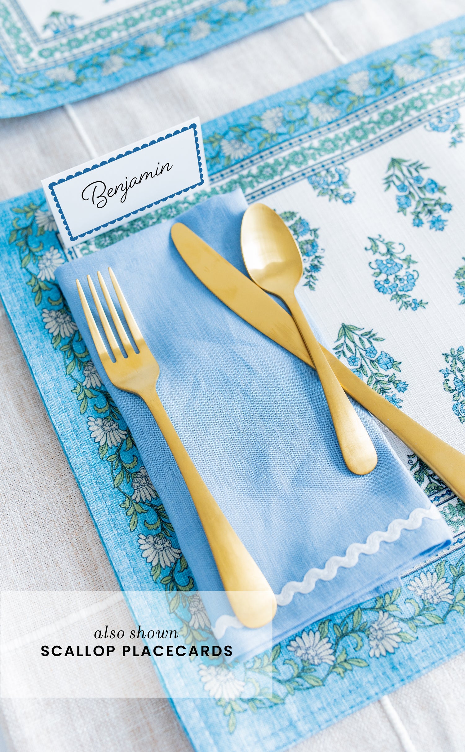 Ric Rac Embroidered Linen Dinner Napkins