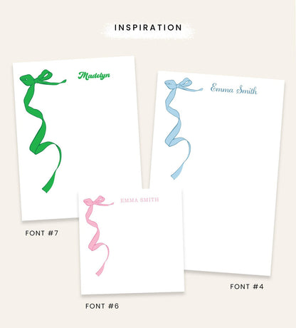 Personalized Notepad with Bow Design