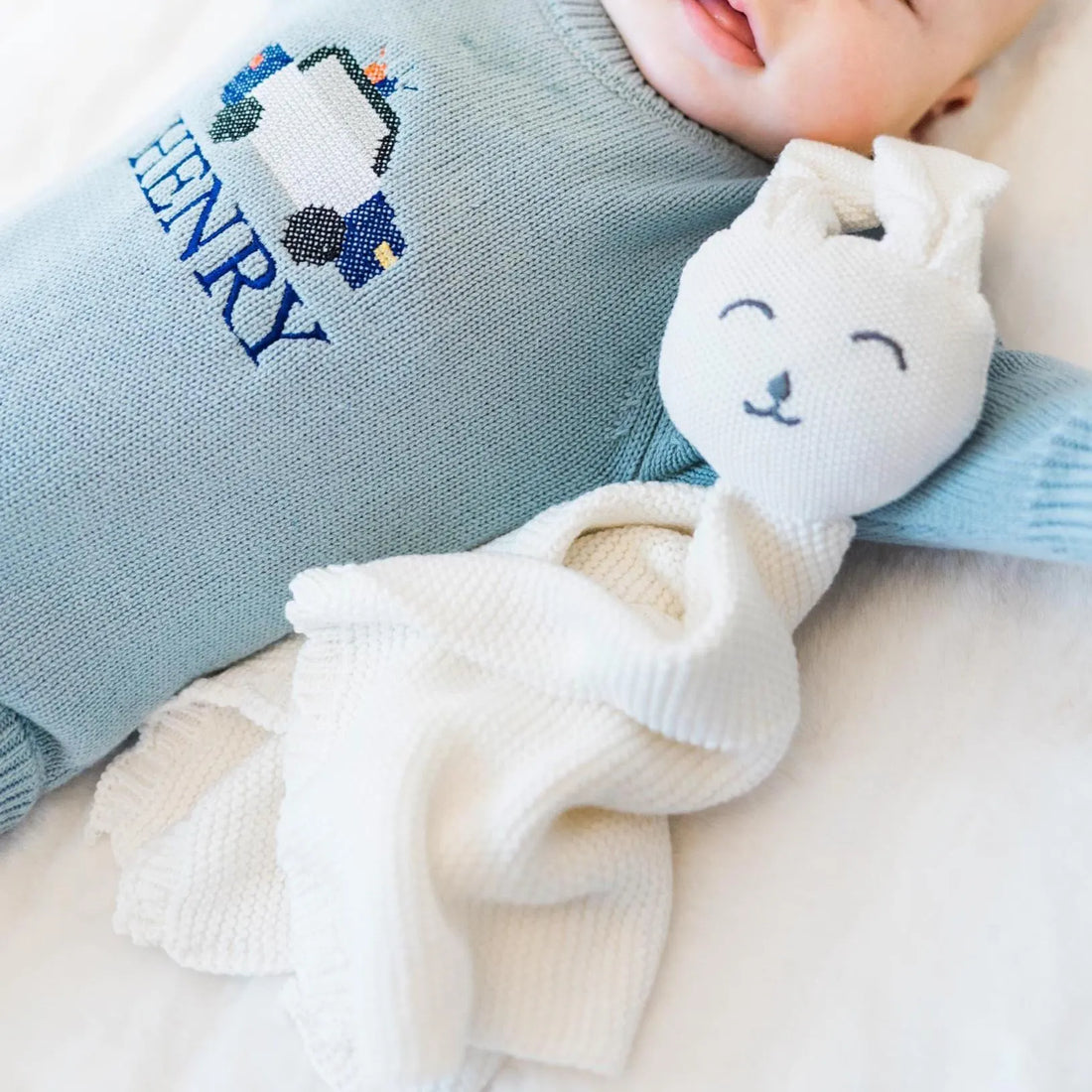 Bunny Lovey with Embroidery for Baby