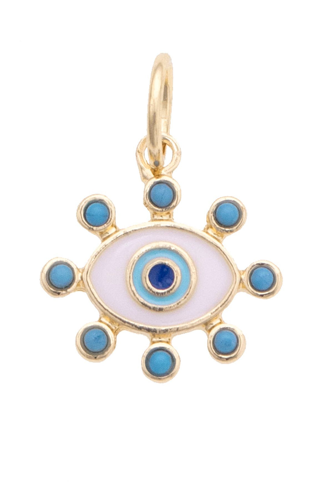 Studded Evil Eye Charm in Shiny Gold