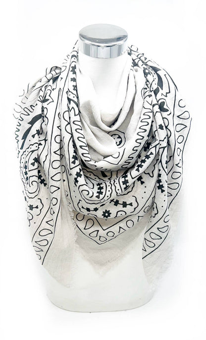Large Square Scarf with Bandana Pattern