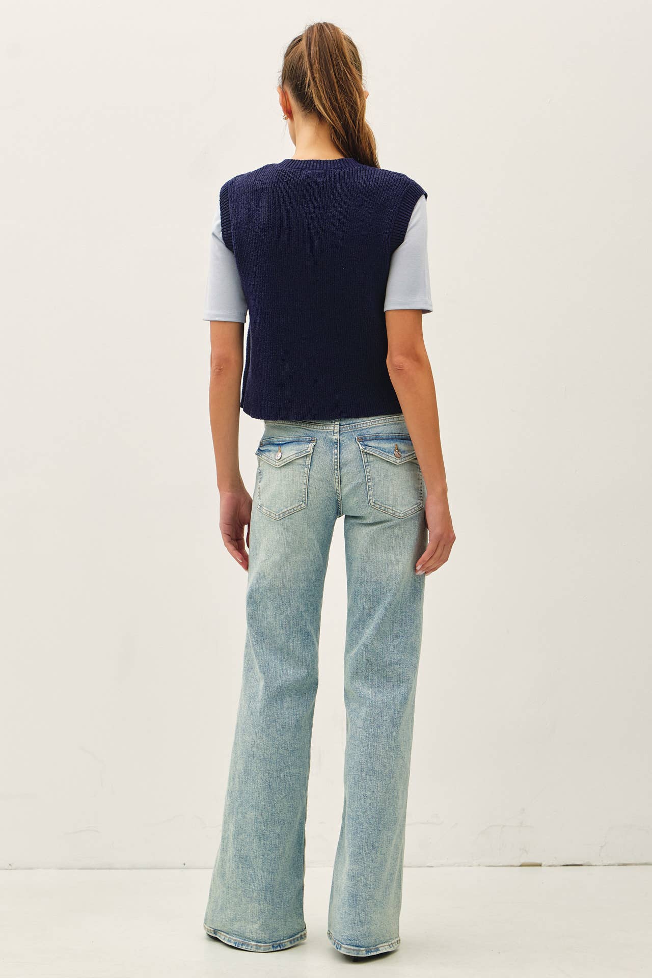 Ribbed Sweater Vest with Pockets