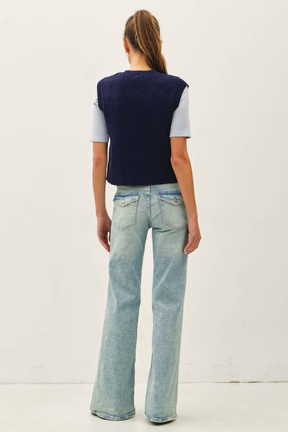 Ribbed Sweater Vest with Pockets