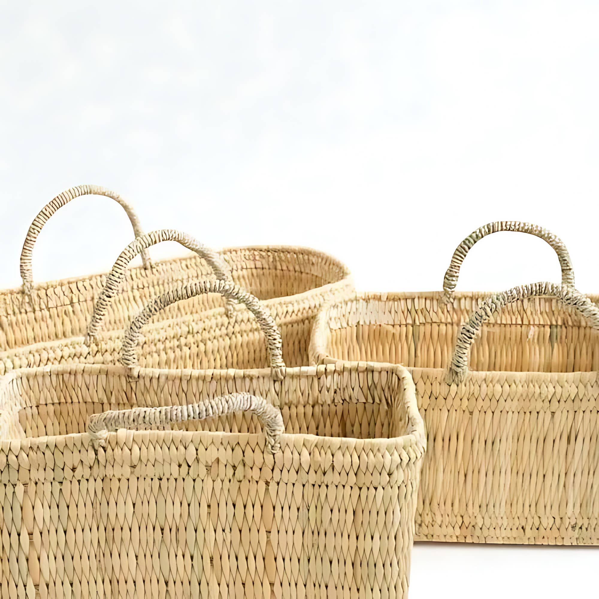 Handwoven Reed Basket Storage Bin Boho Nursery Decor