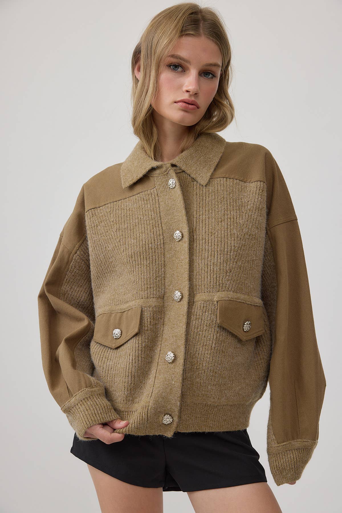 Denim Knit Combi Jacket