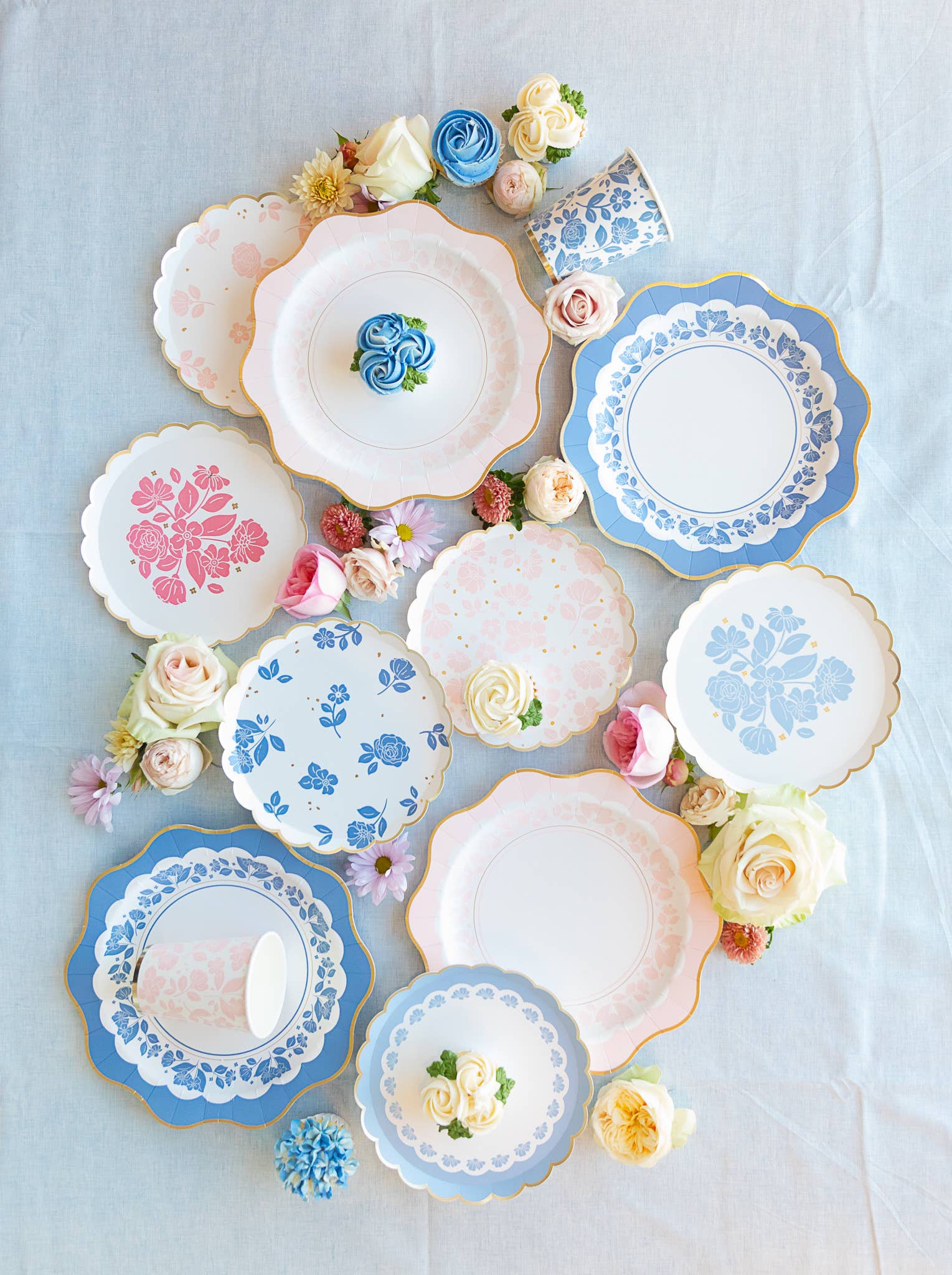 Belle Blue Elegant Floral Cups