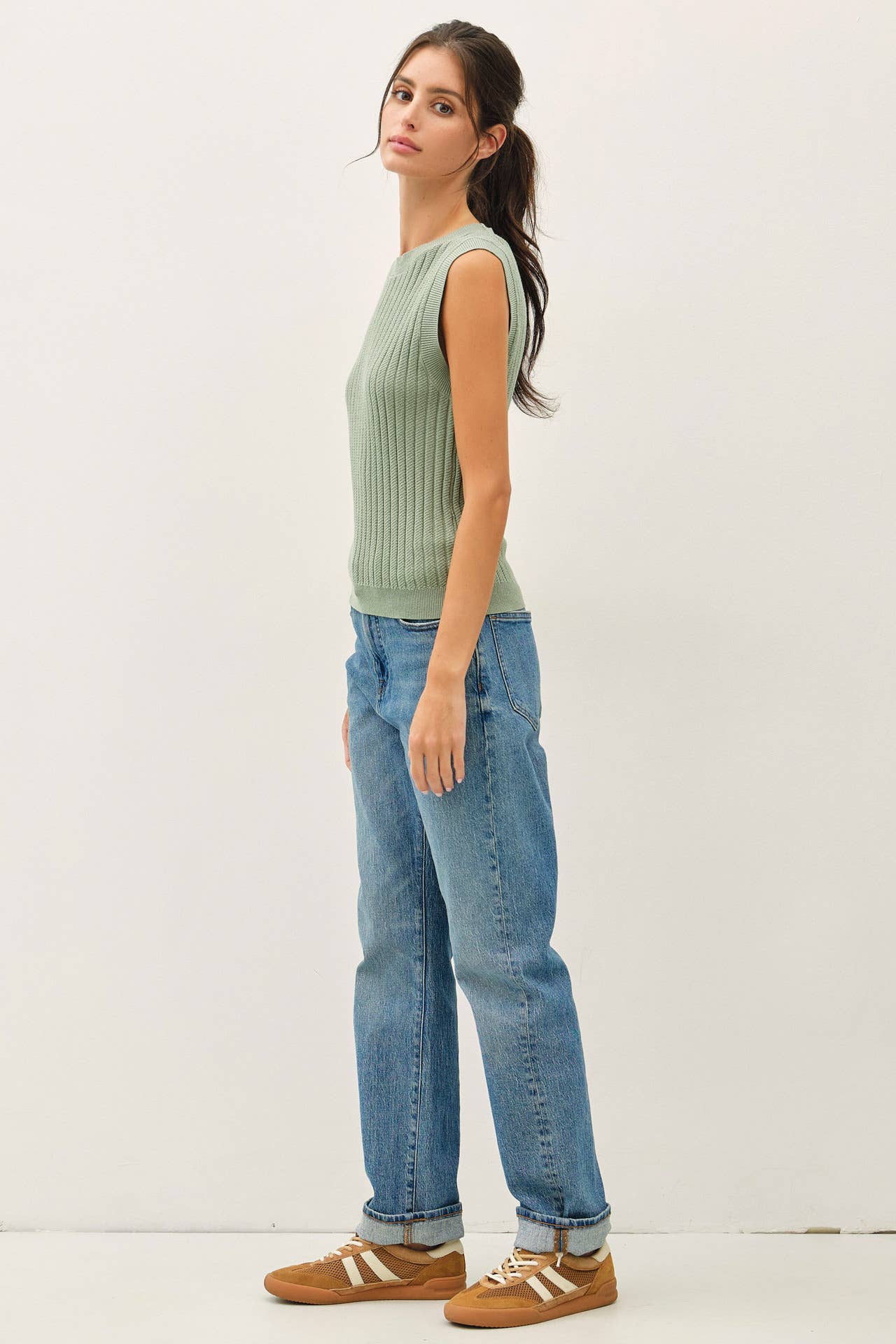 Texture Ribbed Classic Cut Sweater Tank